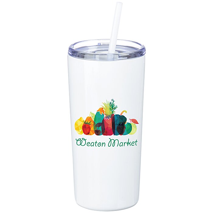 Custom Refresh Baylos Vacuum Tumbler with Straw - 20 oz - Full Colour