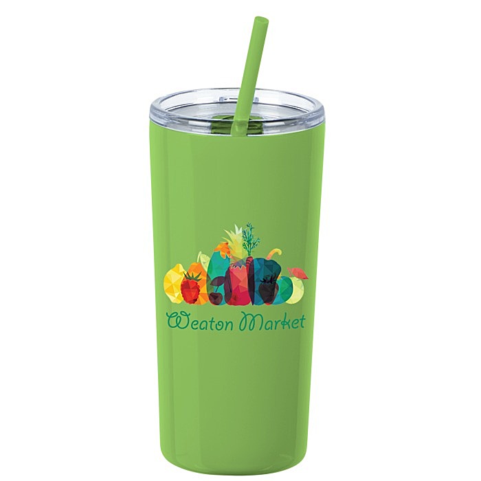 Custom Refresh Baylos Vacuum Tumbler with Straw - 20 oz - Full Colour