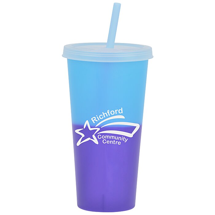 Custom Rave Mood Tumbler with Lid and Straw - 26 oz