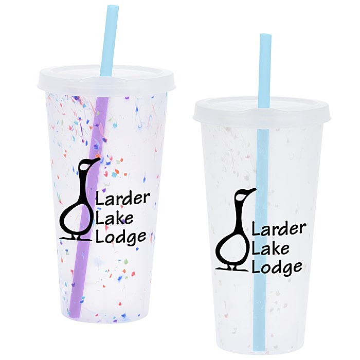 Custom Rave Rainbow Confetti Mood Tumbler with Lid and Straw - 26 oz