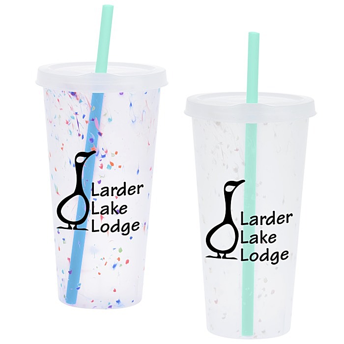 Custom Rave Rainbow Confetti Mood Tumbler with Lid and Straw - 26 oz
