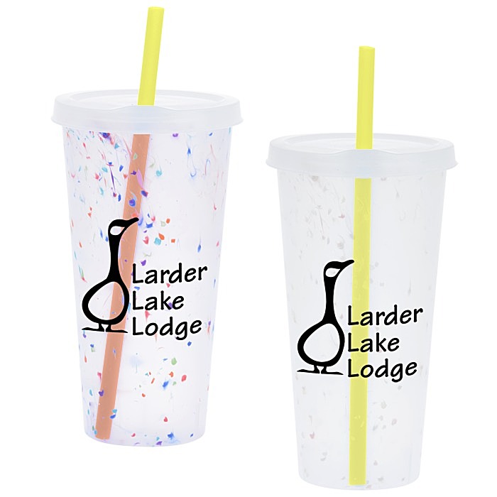 Custom Rave Rainbow Confetti Mood Tumbler with Lid and Straw - 26 oz