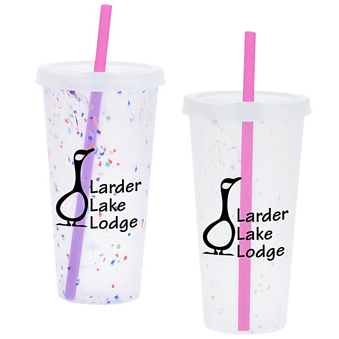 Custom Rave Rainbow Confetti Mood Tumbler with Lid and Straw - 26 oz