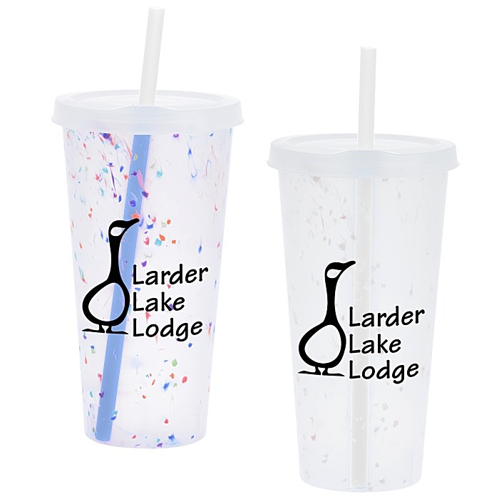 Custom Rave Rainbow Confetti Mood Tumbler with Lid and Straw - 26 oz