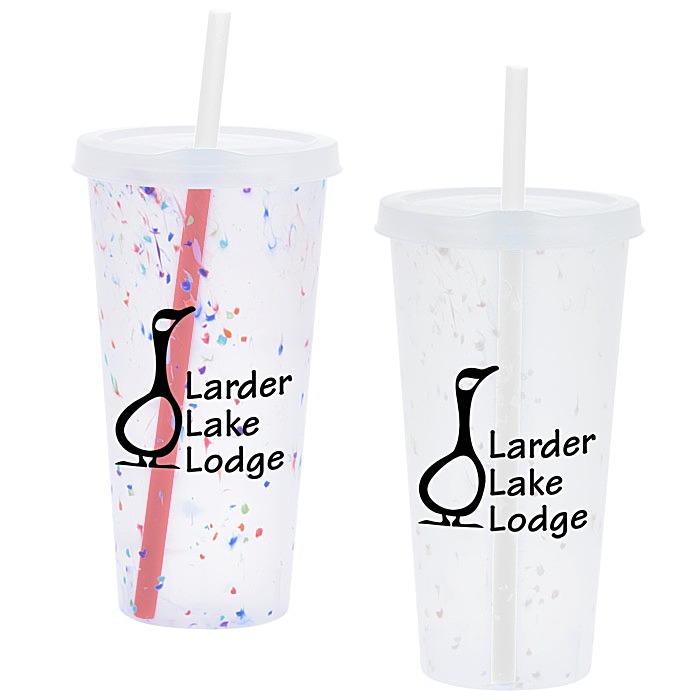Custom Rave Rainbow Confetti Mood Tumbler with Lid and Straw - 26 oz