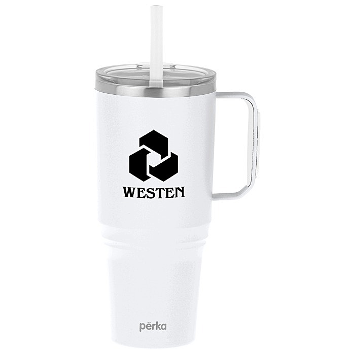 Custom Perka Portofino Vacuum Mug with Straw - 36 oz