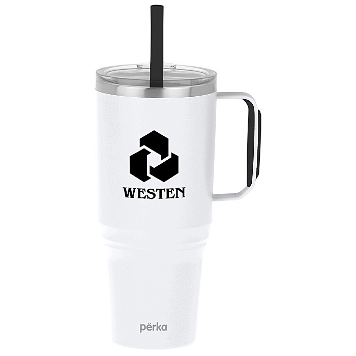 Custom Perka Portofino Vacuum Mug with Straw - 36 oz