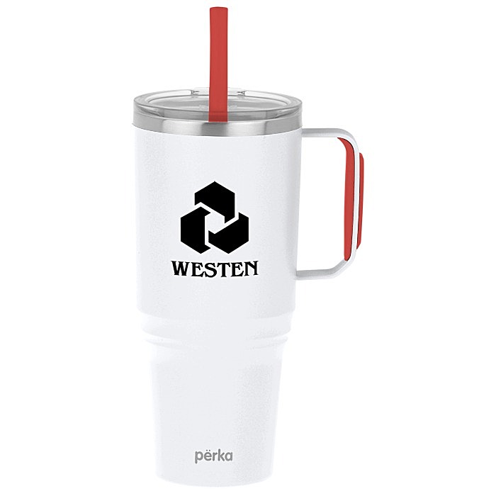 Custom Perka Portofino Vacuum Mug with Straw - 36 oz