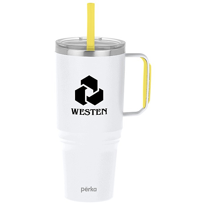 Custom Perka Portofino Vacuum Mug with Straw - 36 oz