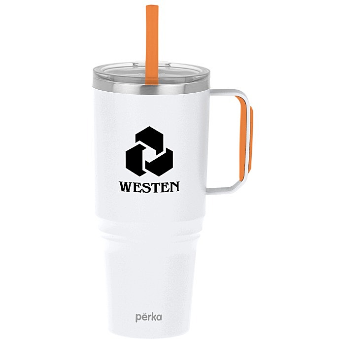 Custom Perka Portofino Vacuum Mug with Straw - 36 oz
