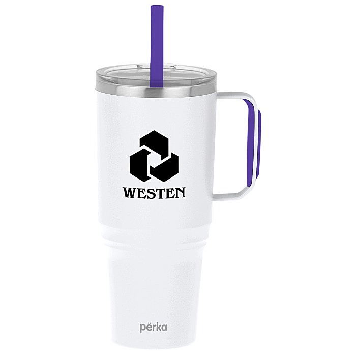 Custom Perka Portofino Vacuum Mug with Straw - 36 oz