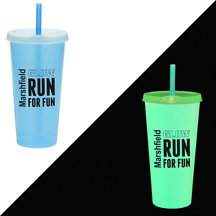 Custom Rave Nite Glow Tumbler with Lid and Straw- 26 oz.