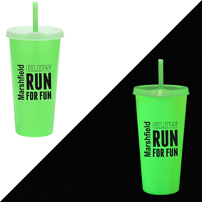 Custom Rave Nite Glow Tumbler with Lid and Straw- 26 oz.