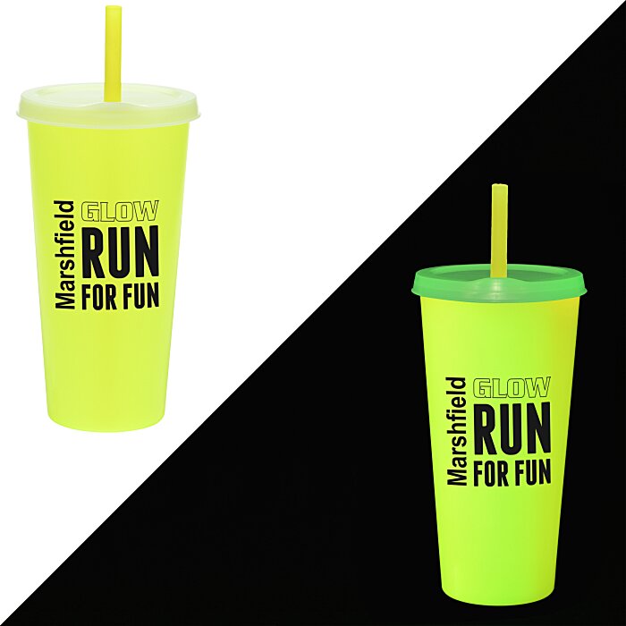 Custom Rave Nite Glow Tumbler with Lid and Straw- 26 oz.