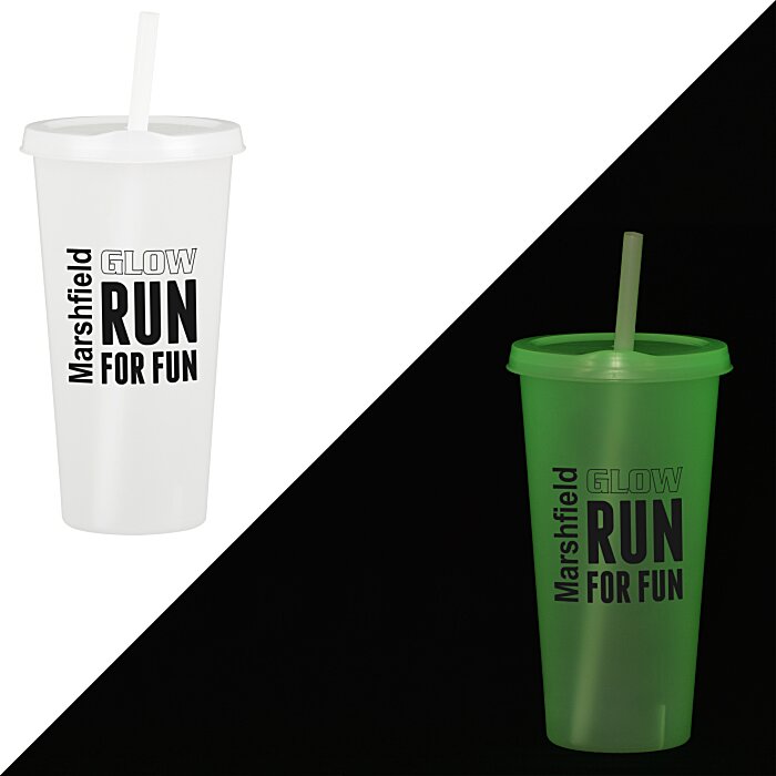 Custom Rave Nite Glow Tumbler with Lid and Straw- 26 oz.