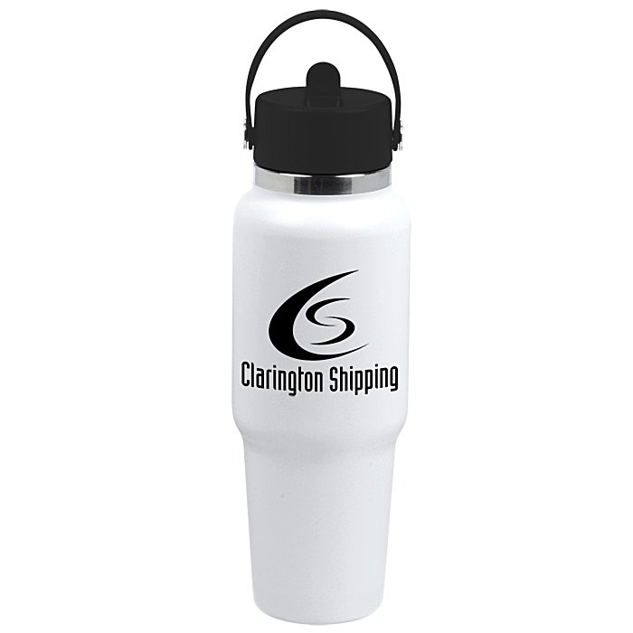 Custom Hydro Flask Wide Mouth Travel Bottle with Flex Straw Cap - 32 oz