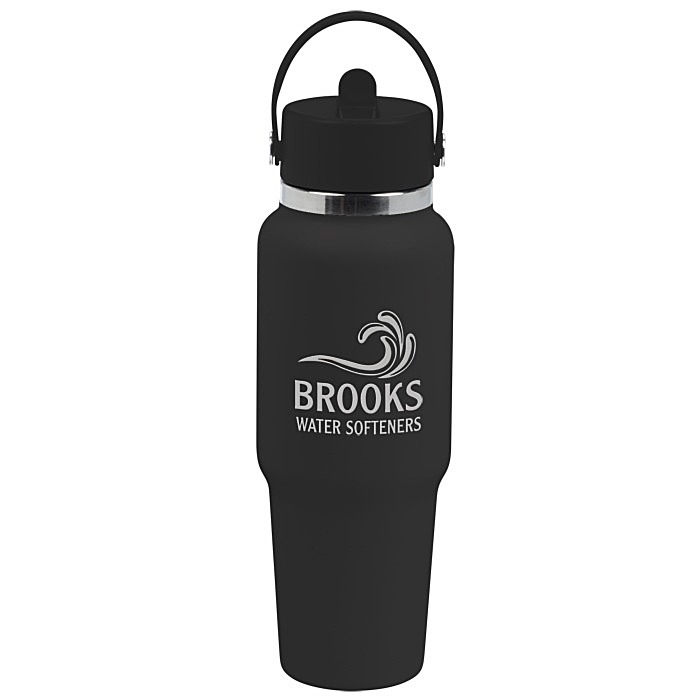Custom Hydro Flask Wide Mouth Travel Bottle with Flex Straw Cap - 32 oz - Laser Engraved