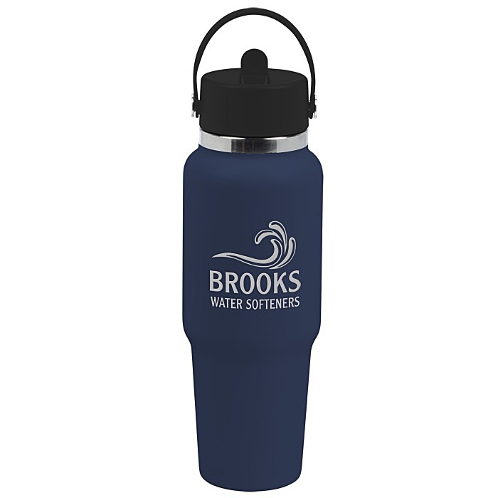Custom Hydro Flask Wide Mouth Travel Bottle with Flex Straw Cap - 32 oz - Laser Engraved