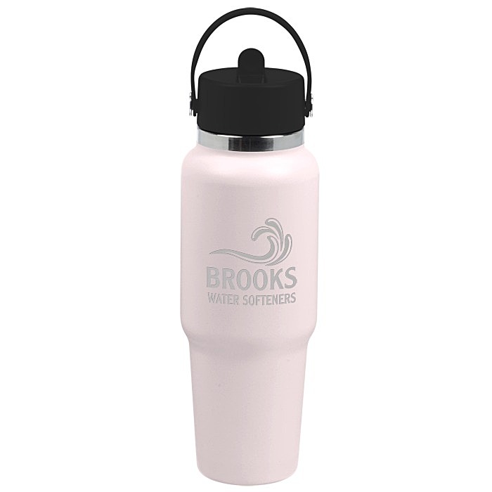 Custom Hydro Flask Wide Mouth Travel Bottle with Flex Straw Cap - 32 oz - Laser Engraved