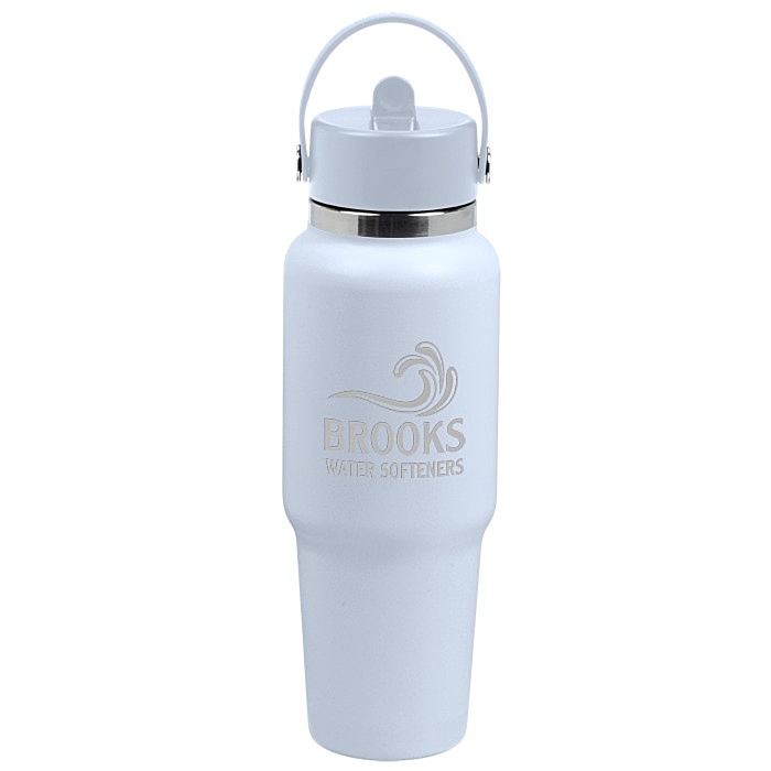 Custom Hydro Flask Wide Mouth Travel Bottle with Flex Straw Cap - 32 oz - Laser Engraved