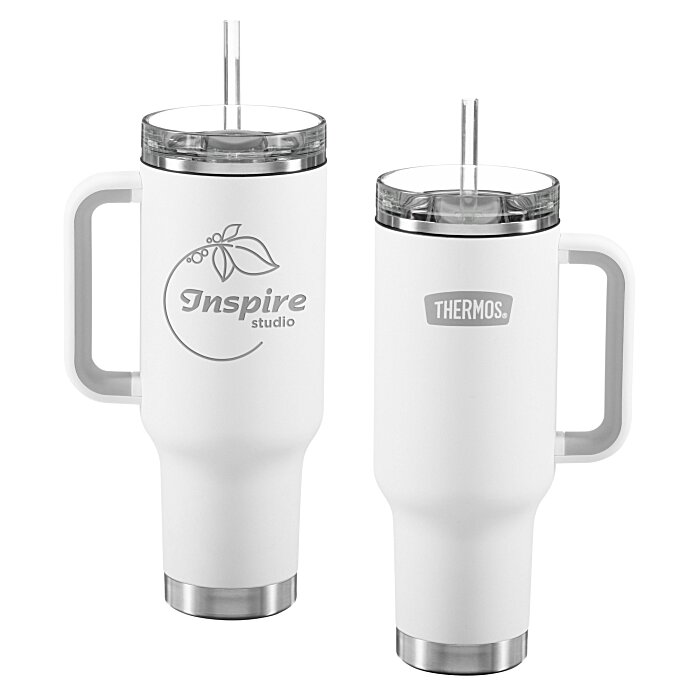 Custom Thermos Vacuum Mug with Straw - 40 oz. - Laser Engraved