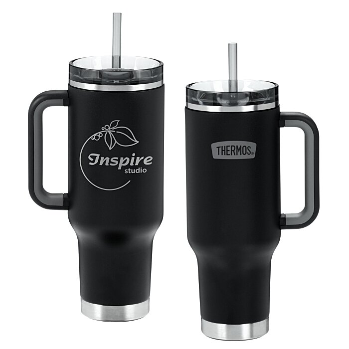 Custom Thermos Vacuum Mug with Straw - 40 oz. - Laser Engraved