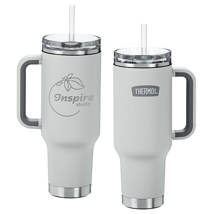 Custom Thermos Vacuum Mug with Straw - 40 oz. - Laser Engraved