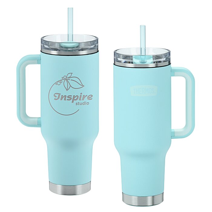 Custom Thermos Vacuum Mug with Straw - 40 oz. - Laser Engraved