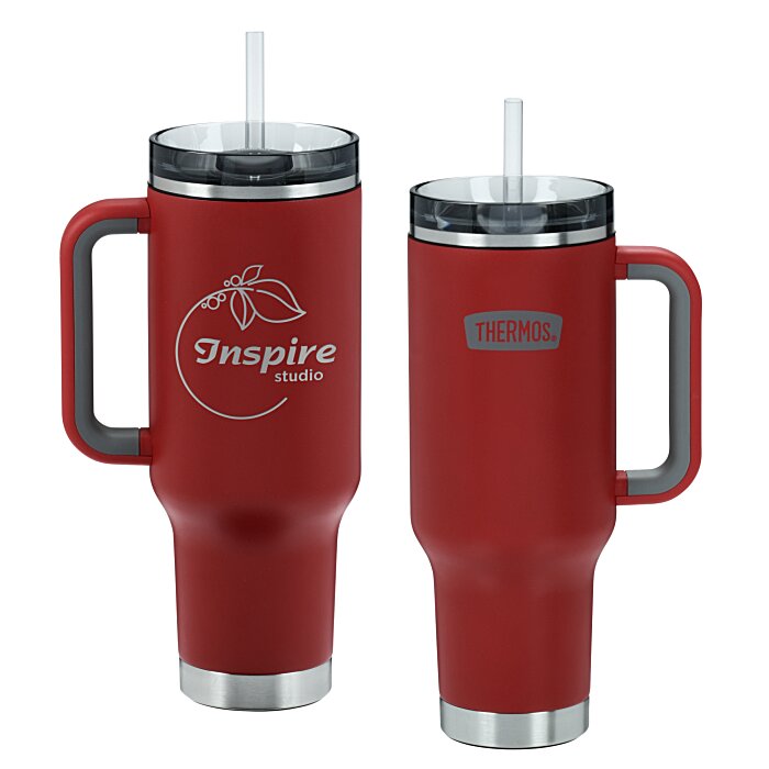 Custom Thermos Vacuum Mug with Straw - 40 oz. - Laser Engraved