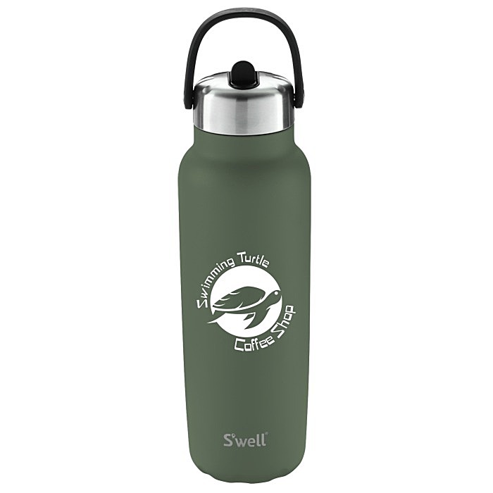 Custom S'well Explorer Vacuum Bottle with Flip Straw Lid - 40 oz