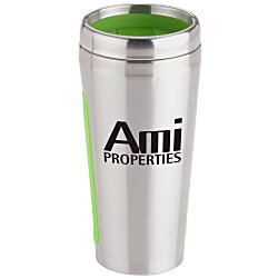 Custom Dual Grip Travel Tumbler - 15 oz - Silver - Closeout Colour