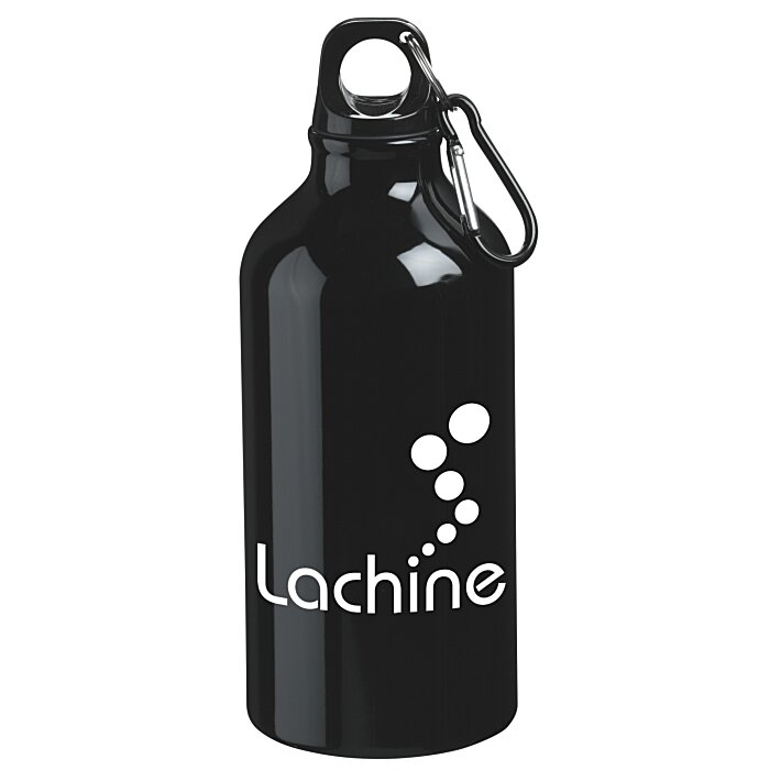 Custom Aluminum Water Bottle with Carabiner - 16 oz - 24 hr