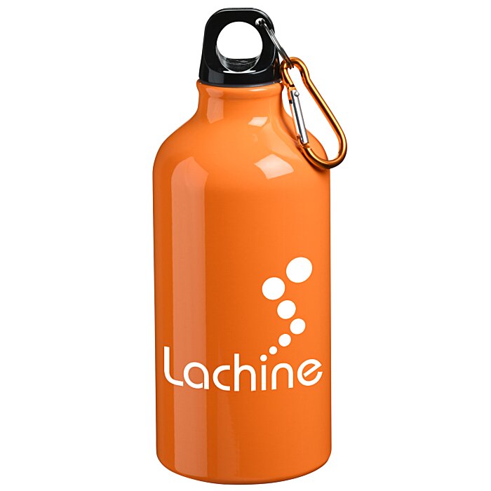 Custom Aluminum Water Bottle with Carabiner - 16 oz - 24 hr