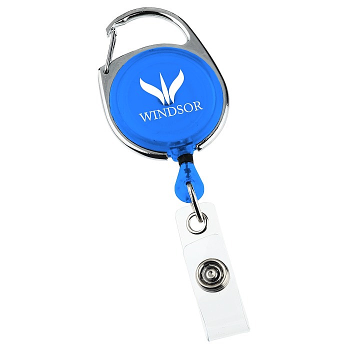 Custom Carabiner Retractable Badge Holder - Translucent