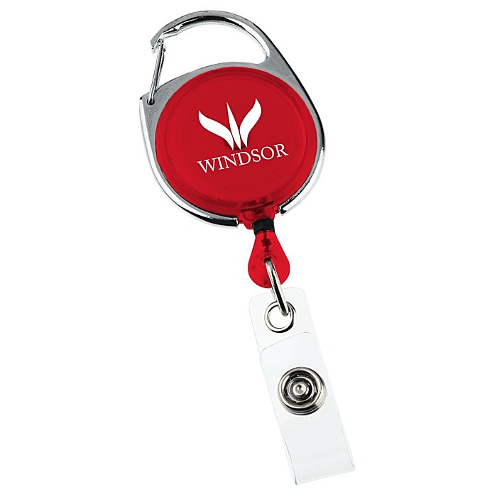 Custom Carabiner Retractable Badge Holder - Translucent