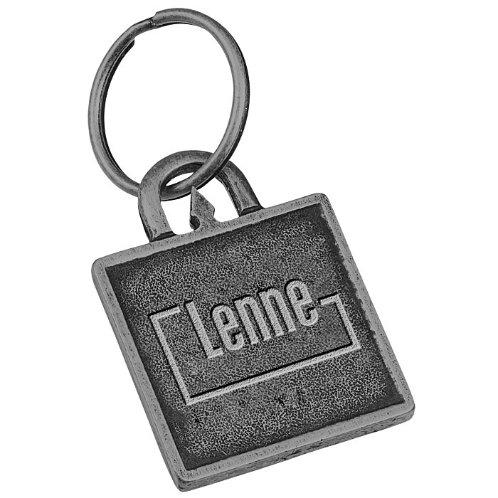 Custom Nail Friendly Econo Metal Keychain - Square