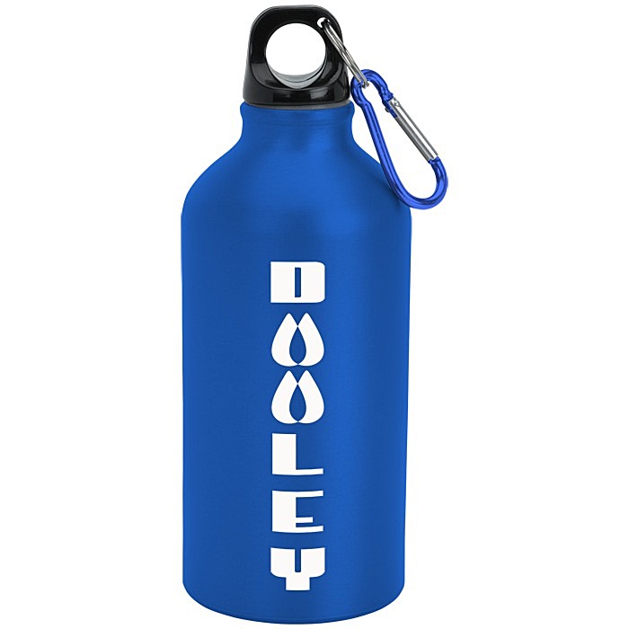 Custom Aluminum Water Bottle with Carabiner - 16 oz - Matte