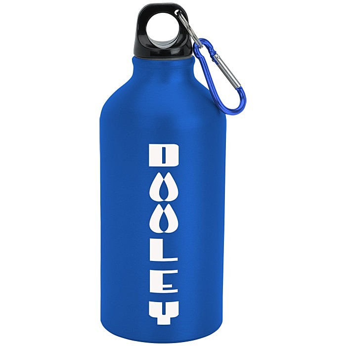 Custom Aluminum Water Bottle with Carabiner - 16 oz - Matte - 24 hr