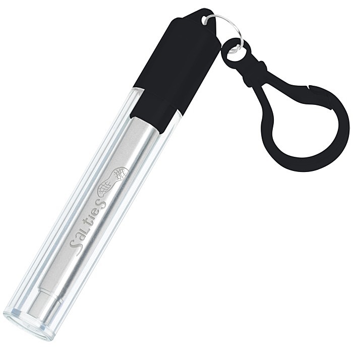 Custom Telescopic Stainless Straw in Carabiner Case - Laser Engraved