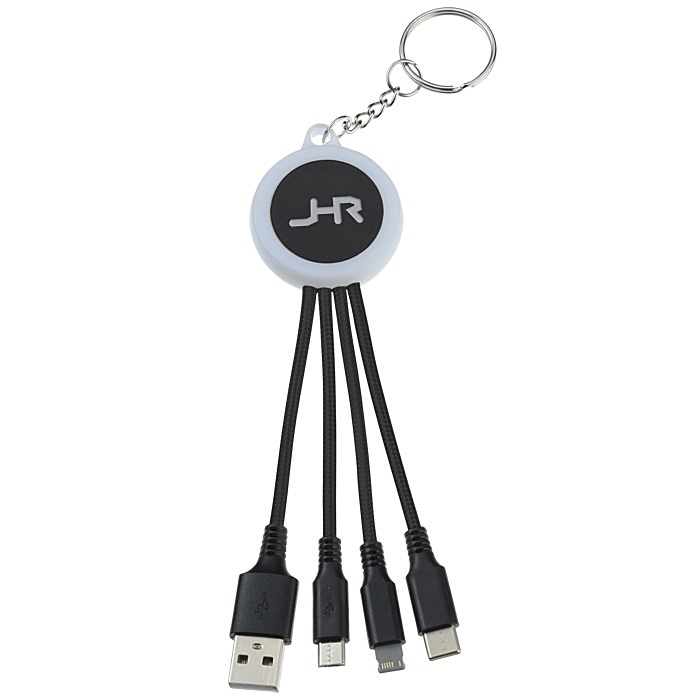 Custom Colour Changing Light-Up Logo Charging Cable Keychain