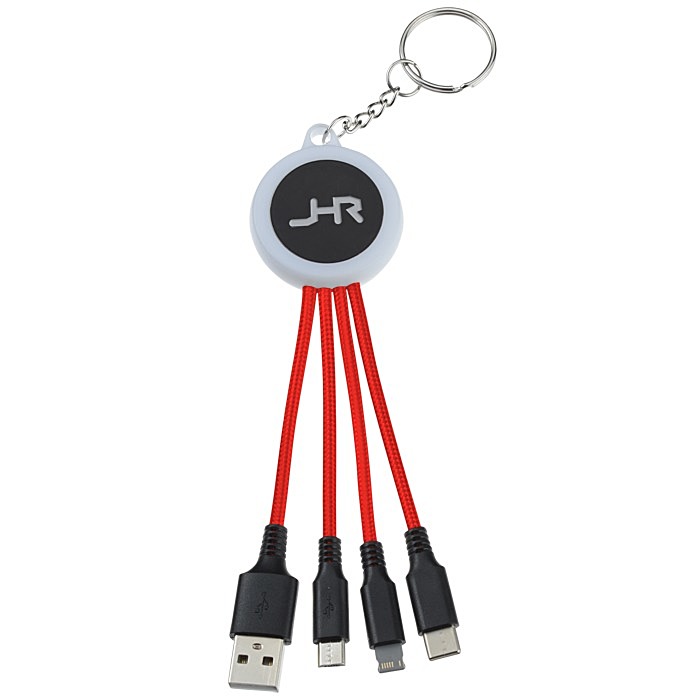 Custom Colour Changing Light-Up Logo Charging Cable Keychain