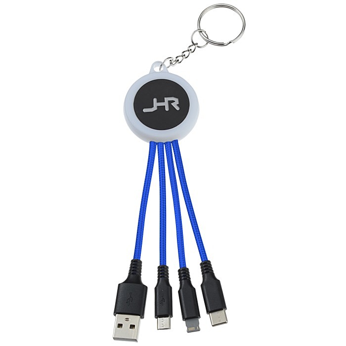 Custom Colour Changing Light-Up Logo Charging Cable Keychain