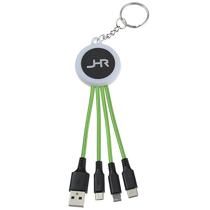 Custom Colour Changing Light-Up Logo Charging Cable Keychain