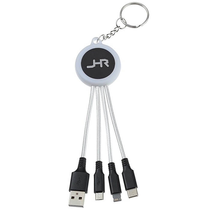 Custom Colour Changing Light-Up Logo Charging Cable Keychain