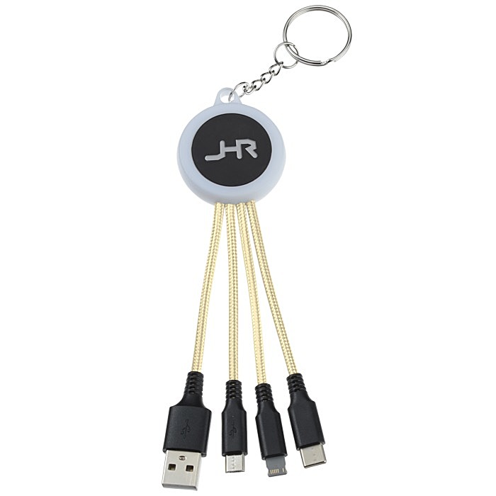 Custom Colour Changing Light-Up Logo Charging Cable Keychain