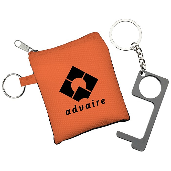 Custom No Contact Keychain with Pouch