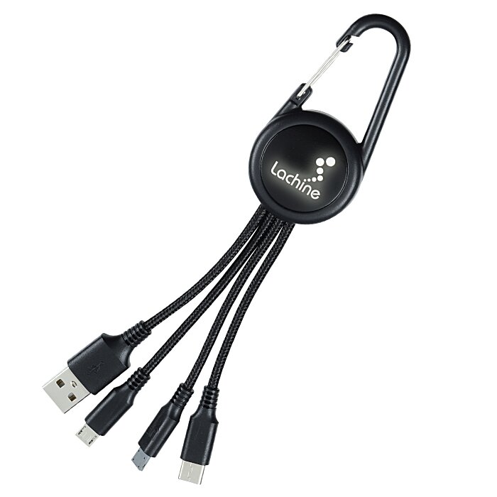 Custom Cruise Carabiner Charging Cable - Light-Up Logo