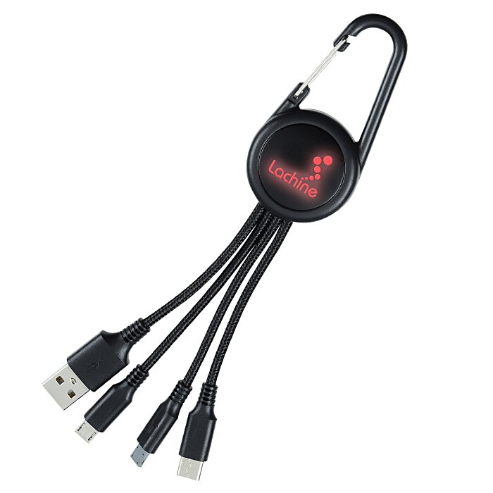 Custom Cruise Carabiner Charging Cable - Light-Up Logo
