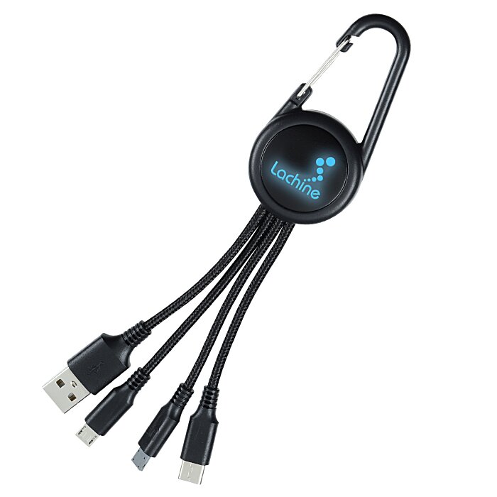 Custom Cruise Carabiner Charging Cable - Light-Up Logo