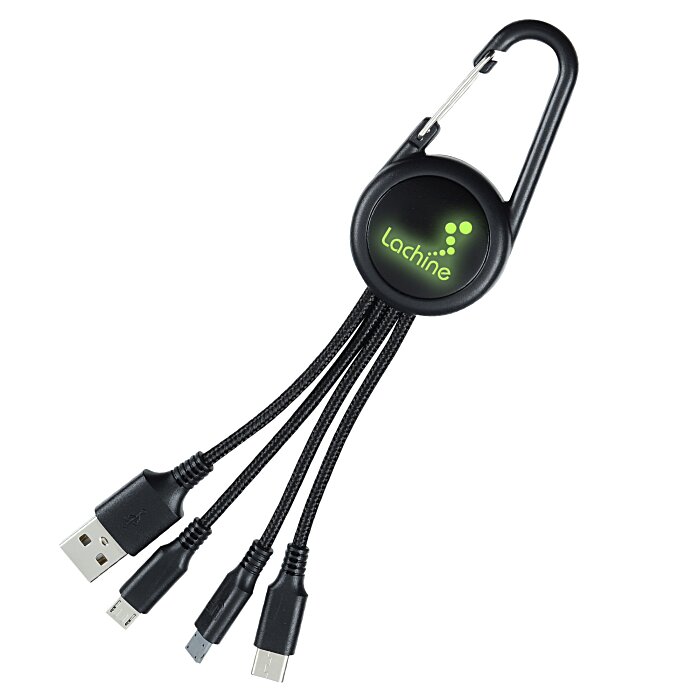 Custom Cruise Carabiner Charging Cable - Light-Up Logo